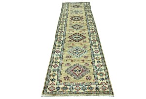 Beige Tribal Geometric 2'7X9'6 Kazak Pakistan Oriental Runner Rug