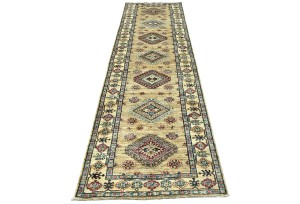 Beige Tribal Geometric 2'7X9'6 Kazak Pakistan Oriental Runner Rug