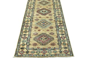 Beige Tribal Geometric 2'7X9'6 Kazak Pakistan Oriental Runner Rug