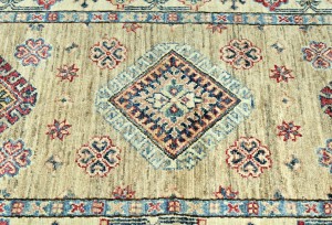 Beige Tribal Geometric 2'7X9'6 Kazak Pakistan Oriental Runner Rug