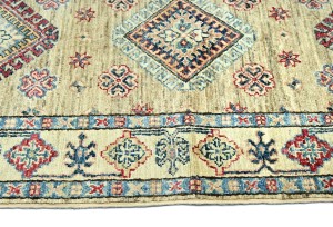Beige Tribal Geometric 2'7X9'6 Kazak Pakistan Oriental Runner Rug