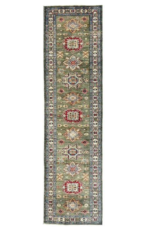 Brown Tribal Geometric 3X11 Kazak Pakistan Oriental Runner Rug