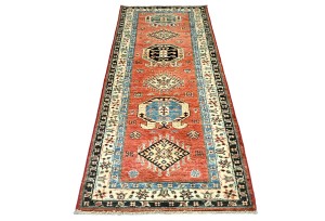 Rusty Red Tribal Geometric 2'6X6'6 Kazak Pakistan Oriental Runner Rug