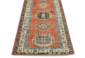Rusty Red Tribal Geometric 2'6X6'6 Kazak Pakistan Oriental Runner Rug