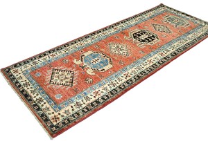 Rusty Red Tribal Geometric 2'6X6'6 Kazak Pakistan Oriental Runner Rug