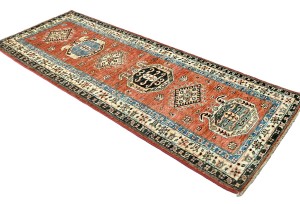 Rusty Red Tribal Geometric 2'6X6'6 Kazak Pakistan Oriental Runner Rug