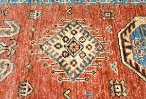 Rusty Red Tribal Geometric 2'6X6'6 Kazak Pakistan Oriental Runner Rug