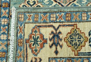 Aqua Tribal Geometric 2'7X9'4 Kazak Pakistan Oriental Runner Rug