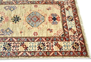 Khaki Tribal Geometric 2'5X7 Kazak Pakistan Oriental Runner Rug