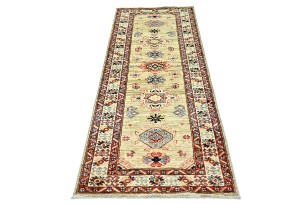 Khaki Tribal Geometric 2'5X7 Kazak Pakistan Oriental Runner Rug