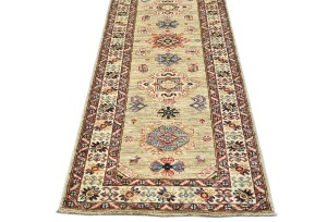 Khaki Tribal Geometric 2'5X7 Kazak Pakistan Oriental Runner Rug
