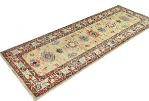 Khaki Tribal Geometric 2'5X7 Kazak Pakistan Oriental Runner Rug