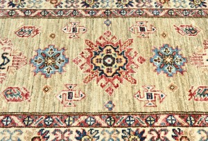 Khaki Tribal Geometric 2'5X7 Kazak Pakistan Oriental Runner Rug