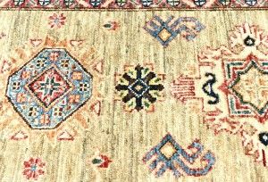 Khaki Tribal Geometric 2'5X7 Kazak Pakistan Oriental Runner Rug