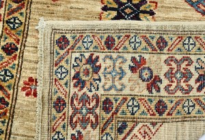 Beige Tribal Geometric 2'4X6'7 Kazak Pakistan Oriental Runner Rug