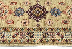 Beige Tribal Geometric 2'4X6'7 Kazak Pakistan Oriental Runner Rug