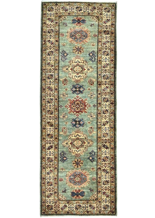 Turquoise Tribal Geometric 2'5X6'8 Kazak Pakistan Oriental Runner Rug