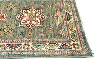 Khaki/Brown Tribal Geometric 3X11 Kazak Pakistan Oriental Runner Rug