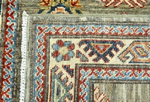 Khaki/Brown Tribal Geometric 3X11 Kazak Pakistan Oriental Runner Rug