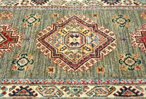 Khaki/Brown Tribal Geometric 3X11 Kazak Pakistan Oriental Runner Rug