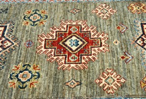 Khaki/Brown Tribal Geometric 3X11 Kazak Pakistan Oriental Runner Rug
