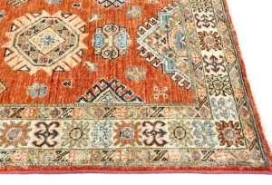 Orange-red Tribal Geometric 3X8 Kazak Pakistan Oriental Runner Rug