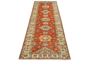 Orange-red Tribal Geometric 3X8 Kazak Pakistan Oriental Runner Rug