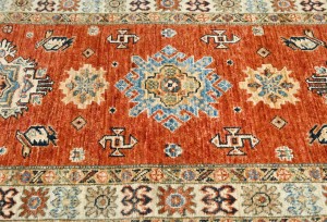 Orange-red Tribal Geometric 3X8 Kazak Pakistan Oriental Runner Rug