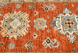 Orange-red Tribal Geometric 3X8 Kazak Pakistan Oriental Runner Rug