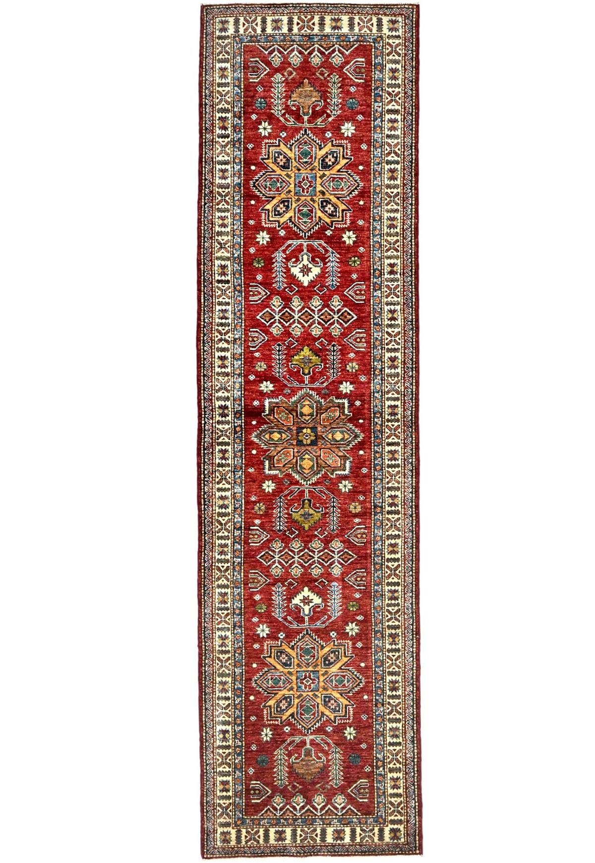 Red Tribal Geometric 3X10 Kazak Pakistan Oriental Runner Rug