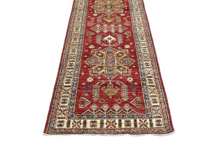 Red Tribal Geometric 3X10 Kazak Pakistan Oriental Runner Rug