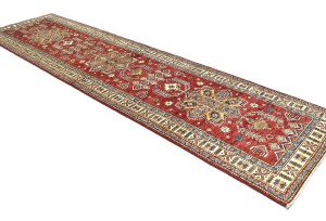 Red Tribal Geometric 3X10 Kazak Pakistan Oriental Runner Rug