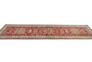 Red Tribal Geometric 3X10 Kazak Pakistan Oriental Runner Rug