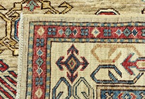 Beige Tribal Geometric 4X6 Kazak Pakistan Oriental Rug