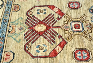 Beige Tribal Geometric 4X6 Kazak Pakistan Oriental Rug
