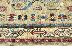 Beige Tribal Geometric 4X6 Kazak Pakistan Oriental Rug