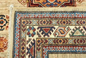 Beige Tribal Geometric 4X6 Kazak Pakistan Oriental Rug
