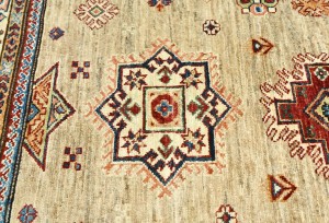 Beige Tribal Geometric 4X6 Kazak Pakistan Oriental Rug