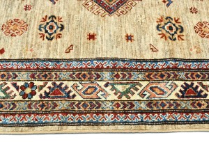 Beige Tribal Geometric 4X6 Kazak Pakistan Oriental Rug