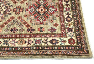 Beige Tribal Geometric 3X4 Kazak Pakistan Oriental Rug