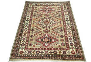 Beige Tribal Geometric 3X4 Kazak Pakistan Oriental Rug