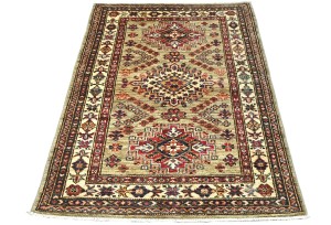 Beige Tribal Geometric 3X4 Kazak Pakistan Oriental Rug