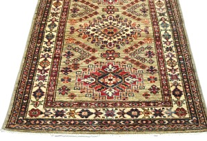 Beige Tribal Geometric 3X4 Kazak Pakistan Oriental Rug