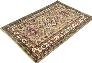 Beige Tribal Geometric 3X4 Kazak Pakistan Oriental Rug