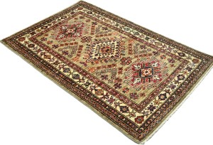 Beige Tribal Geometric 3X4 Kazak Pakistan Oriental Rug