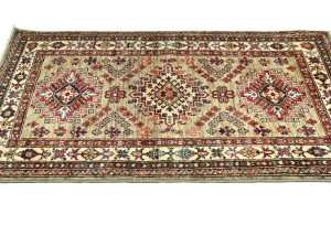 Beige Tribal Geometric 3X4 Kazak Pakistan Oriental Rug