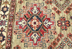 Beige Tribal Geometric 3X4 Kazak Pakistan Oriental Rug