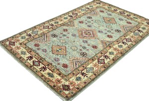 Gray Tribal Geometric 3X5 Kazak Pakistan Oriental Rug