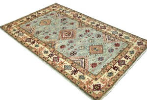 Gray Tribal Geometric 3X5 Kazak Pakistan Oriental Rug