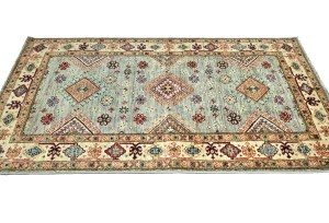 Gray Tribal Geometric 3X5 Kazak Pakistan Oriental Rug